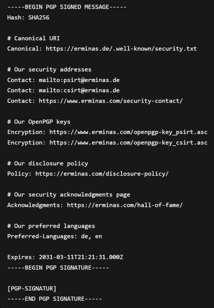 security.txt Example